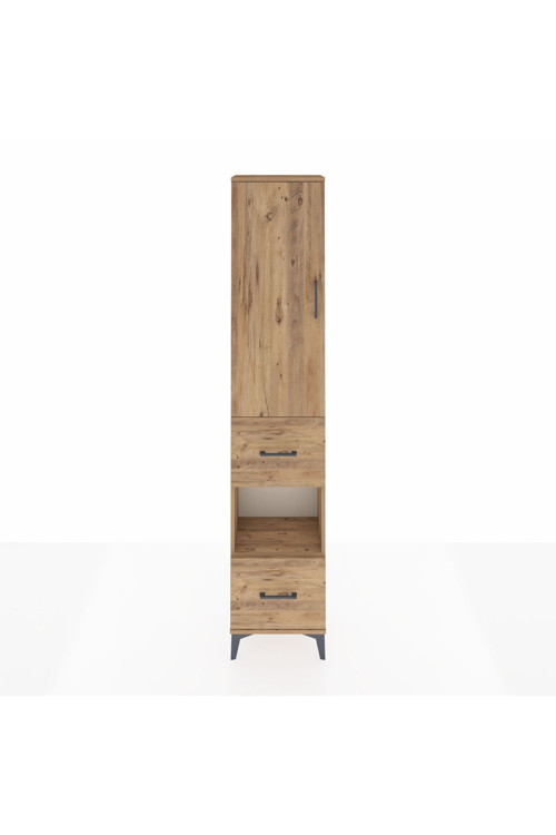 Arges Dolap 4 Raflı 2 Çekmeceli Tek Kapaklı 44x30x221 Çam-Çam