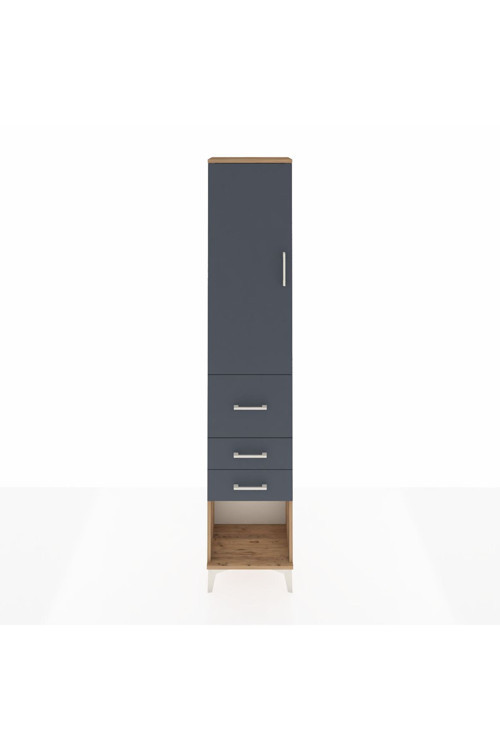 Arges Dolap 2 Raflı 3 Çekmeceli Tek Askılı 44x30x221 Çam-Antrasit