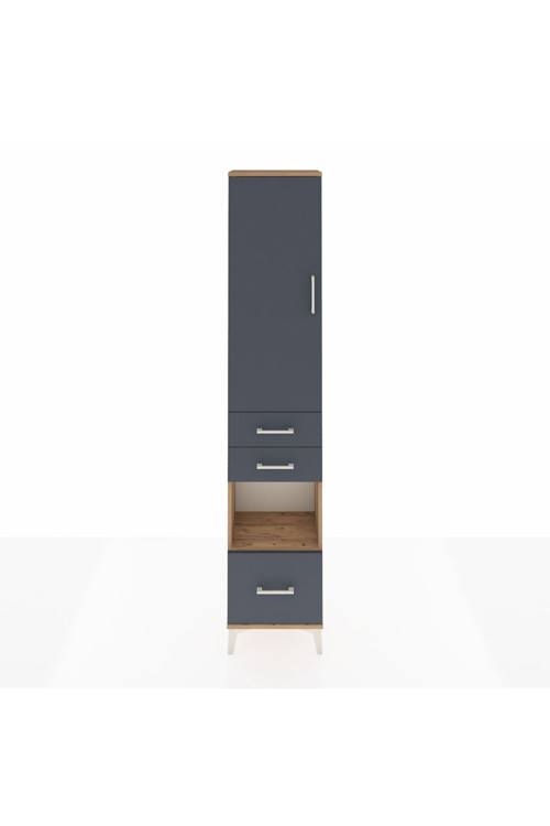 Arges Dolap 3 Raflı 3 Çekmeceli Tek Askılı 44x30x221 Çam-Antrasit