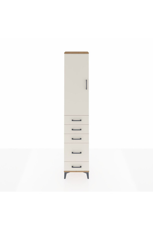 Arges Dolap 3 Raflı 5 Çekmeceli Tek Kapaklı 44x30x221 Çam-Aytaşı