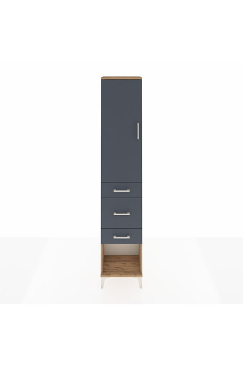 Arges Dolap 2 Raflı 3 Çekmeceli Tek Askılı 44x30x221 Çam-Antrasit