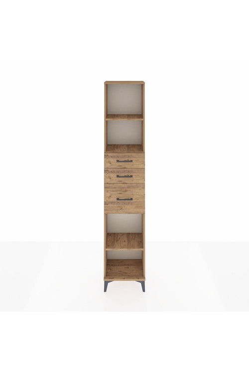 Arges Dolap 3 Raflı 3 Çekmeceli 44x30x221 Çam-Çam