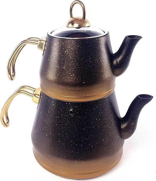 4pcs Granit Xl Boy Çaydanlık Cam Kapak