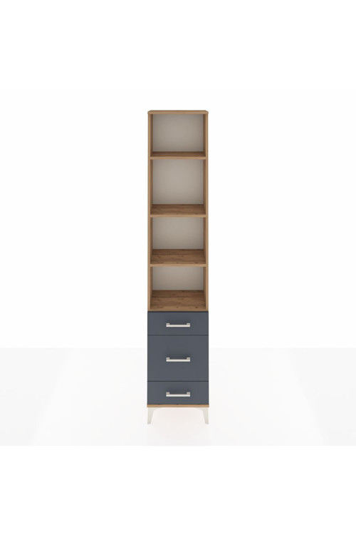 Arges Dolap 4 Raflı 3 Çekmeceli 44x30x221 Çam-Antrasit