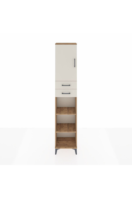 Arges Dolap 4 Raflı 2 Çekmeceli Tek Kapaklı 44x30x221 Çam-Aytaşı