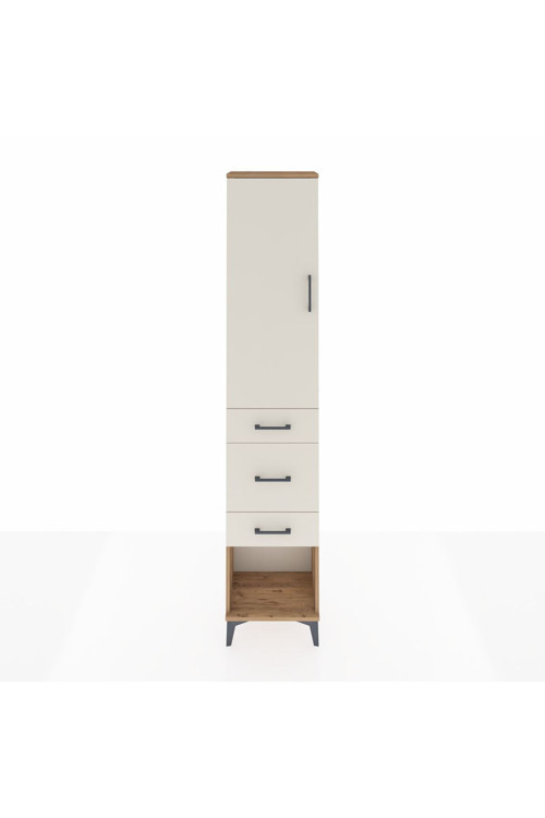 Arges Dolap 3 Raflı 3 Çekmeceli Tek Kapaklı 44x30x221 Çam-Aytaşı