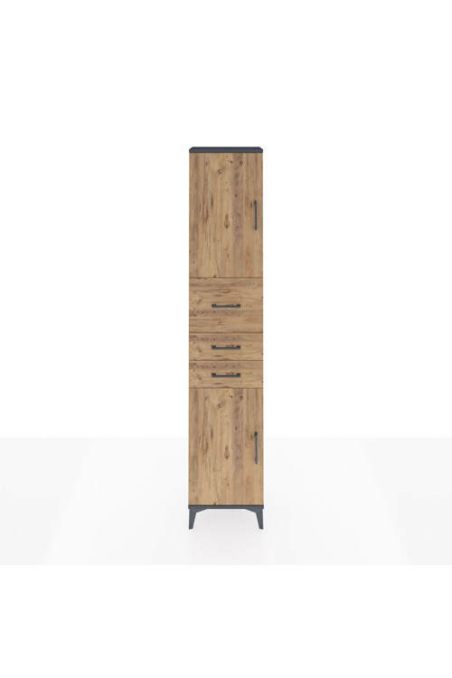 Arges Dolap 3 Raflı 3 Çekmeceli 2 Kapaklı 44 x 30 x 221 cm Antrasit - Çam