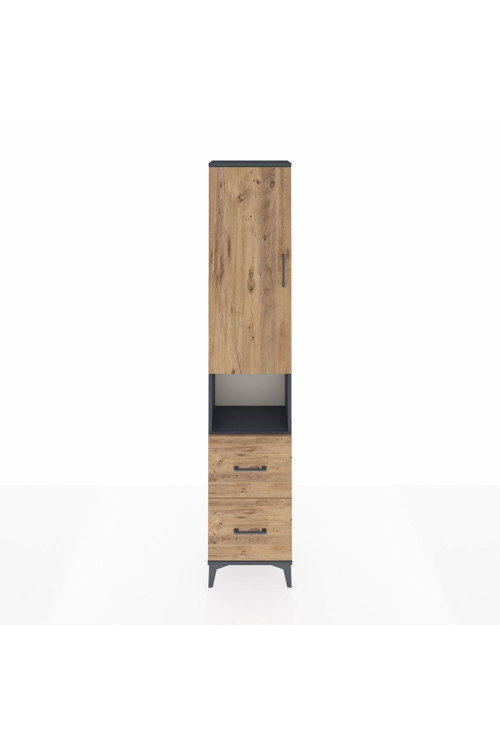 Arges Dolap 3 Raflı 2 Çekmeceli Tek Askılı 44x30x221 Antrasit-Çam