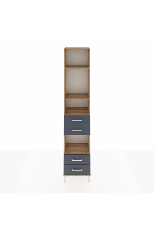 Arges Dolap 4 Raflı 4 Çekmeceli 44x30x221 Çam-Antrasit