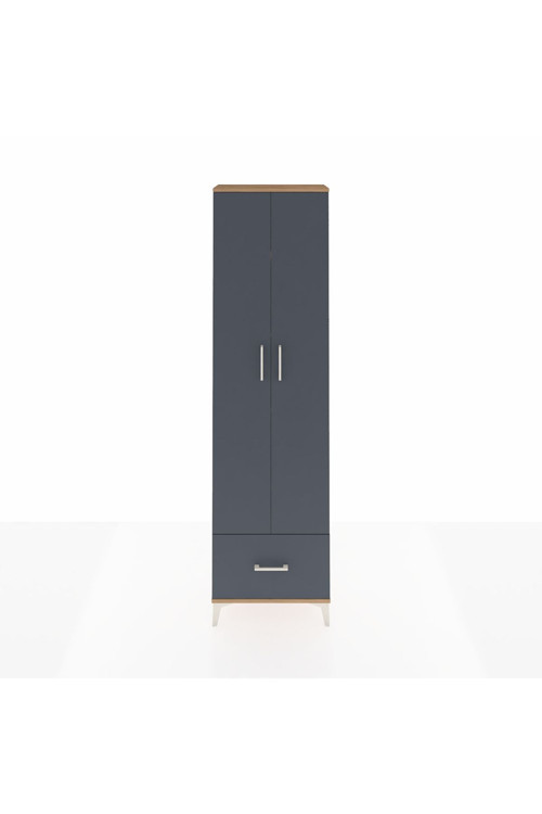 Arges Dolap 5 Raflı 1 Çekmeceli 2 Kapaklı 60 x 30 x 221 cm Çam - Antrasit