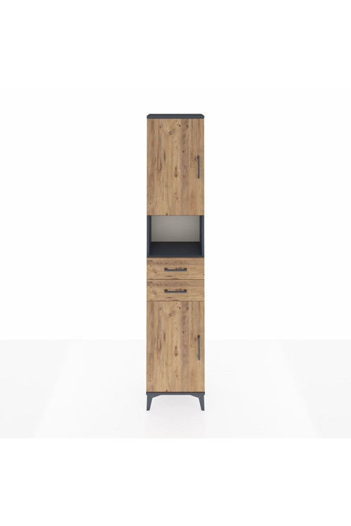 Arges Dolap 4 Raflı 2 Çekmeceli 2 Kapaklı 44 x 30 x 221 cm Antrasit - Çam