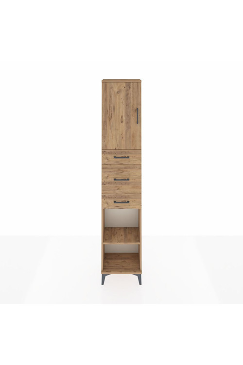 Arges Dolap 3 Raflı 3 Çekmeceli Tek Kapaklı 44x30x221 Çam-Çam