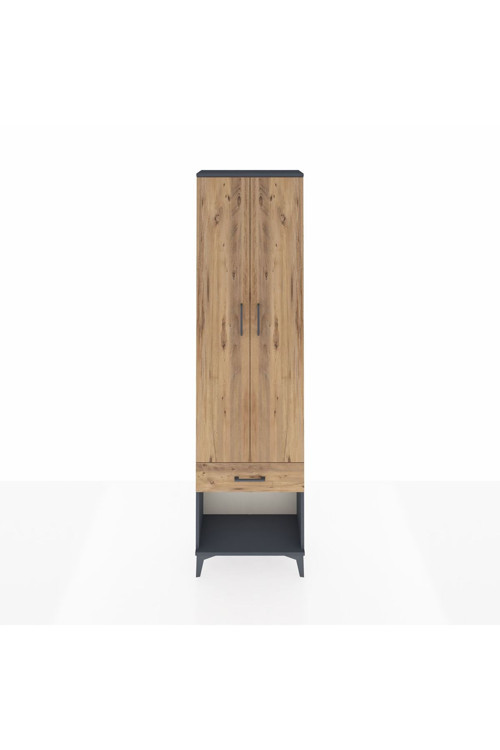 Arges Dolap 4 Raflı 1 Çekmeceli 2 Kapaklı 60 x 30 x 221 cm Antrasit - Çam