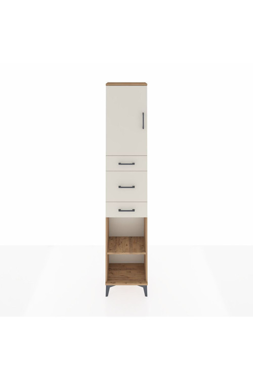 Arges Dolap 3 Raflı 3 Çekmeceli Tek Kapaklı 44x30x221 Çam-Aytaşı