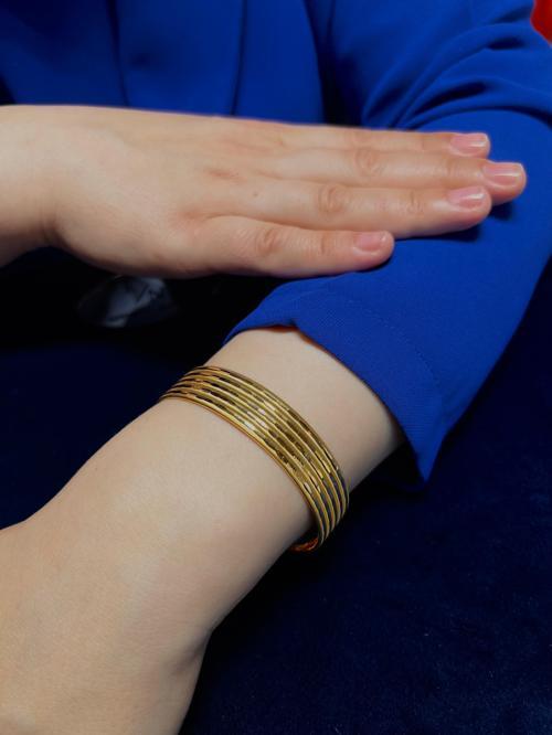 15 gr (GRAM) Yatırımlık İşçiliksiz Oluklu Ajda Desenli Şarnel Bilezik 22 Ayar Altın