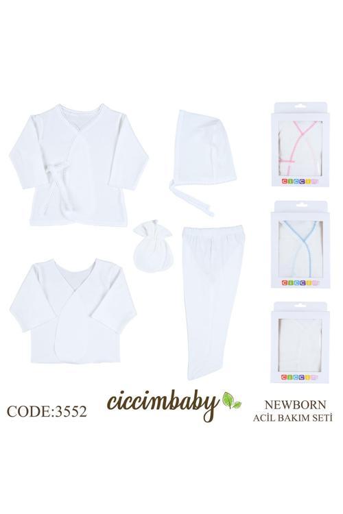 Yeni Doğan 5 Parça Acil Bakım Seti - Hastane Çıkışı Pamuklu Kıyafet Takımı 0-1 Aylık