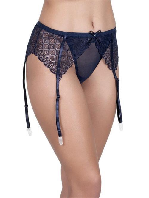 Lacivert Dantelli Tek Parça Kadın Jartiyer Kemeri