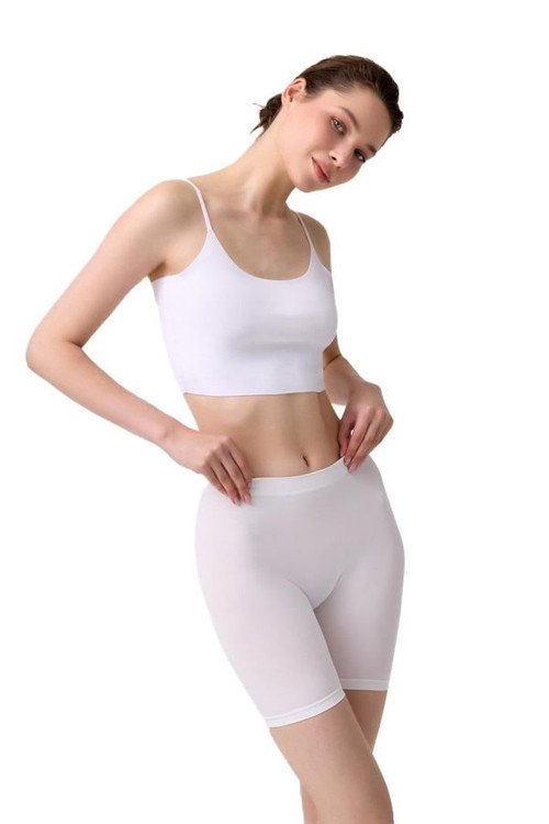 Premium - Kadın Beyaz Ultra-Rahat Seamless Yüksek Bel Uzun Paça Boxer