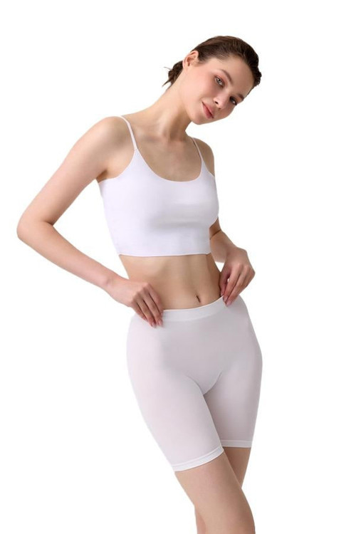 Premium - Kadın Beyaz Ultra-Rahat Seamless Yüksek Bel Uzun Paça Boxer