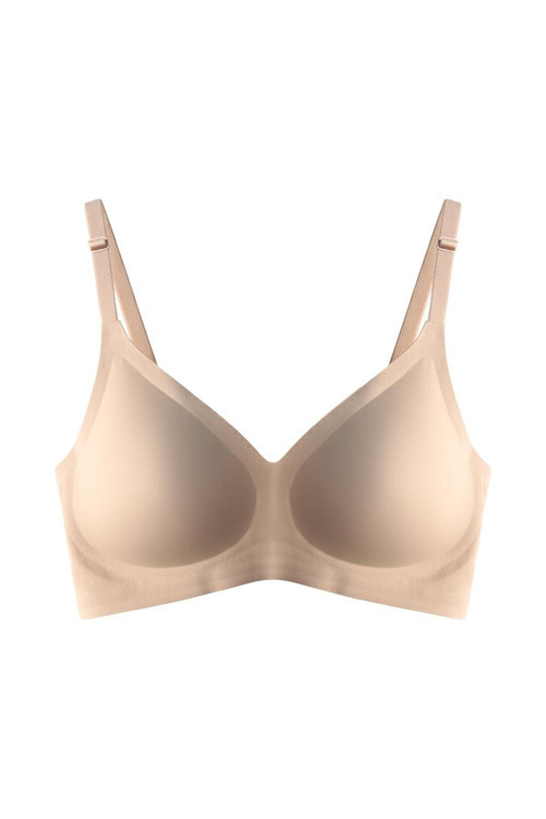 Kahverengi Lazer Kesim Dikişsiz Sütyen Çıkarılabilir Pedli Hayalet Sütyen Agraflı Ayarlanabilir Askı