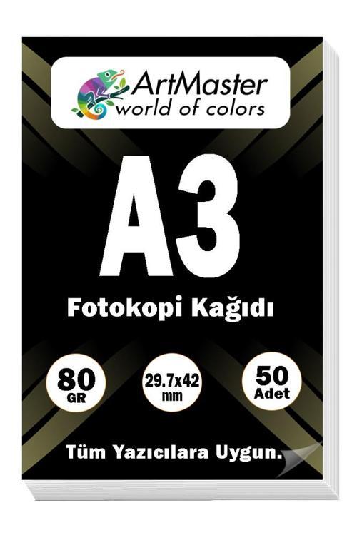 A3 Fotokopi Kağıdı 50 Adet 80 gr 29,7x42 cm ArtMaster A3 Boy Fotokopi Kağıdı Yazıcı Kağıdı 50 Li