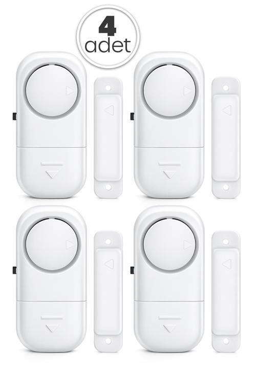 4 Adet Kablosuz Kapı Pencere Alarmı Pilli Uzun Ömürlü Hırsız Güvenlik Cihazı Alarm Sistemi