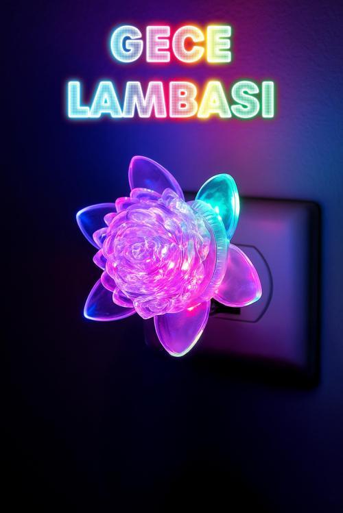 RGB Gece Lambası Çiçek Tip ON/OFF Tuşlu Koridor Hol Işığı Uyuma Işığı Renkli Işık Beyaz GC06