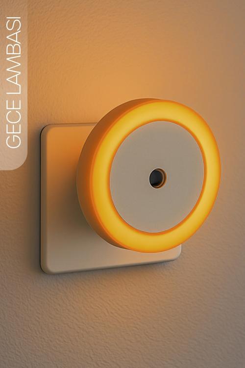 Yuvarlak Otomatik Gece Lambası Işığa Duyarlı Karanlık LDR Sensörlü Koridor Turuncu GC01