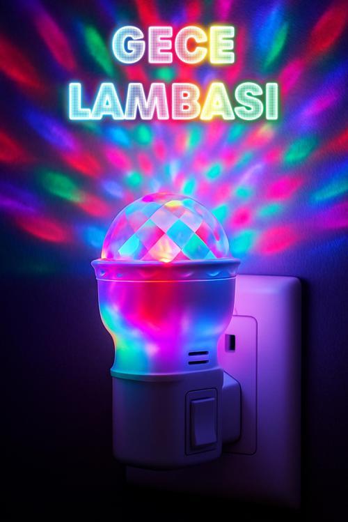 RGB Hareketli Işık Gece Lambası Dome Tip ON/OFF Tuşlu Koridor Uyuma Işığı Renkli Işık Beyaz ES621