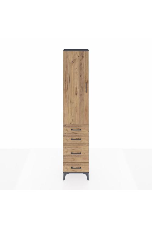 Arges Dolap 3 Raflı 4 Çekmeceli Tek Kapaklı 44 x 30 x 221 Antrasit-Çam