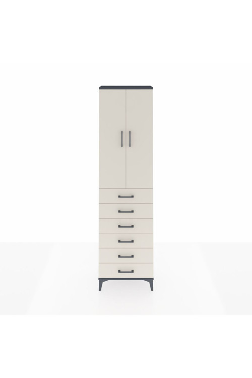 Arges Dolap 3 Raflı 6 Çekmeceli 2 Kapaklı 60 x 30 x 221 cm Antrasit - Aytaşı