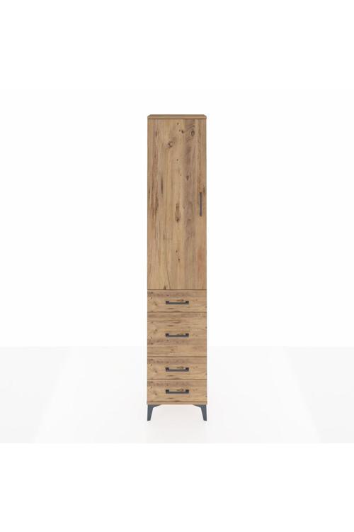 Arges Dolap 2 Raflı 4 Çekmeceli Tek Askılı 44 x 30 x 221 Çam-Çam