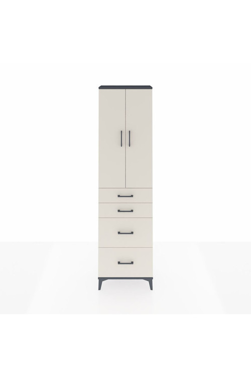 Arges Dolap 2 Raflı 4 Çekmeceli Tek Askılı 60 x 30 x 221 Antrasit-Aytaşı