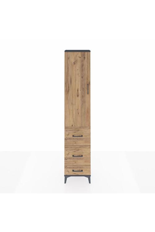 Arges Dolap 3 Raflı 3 Çekmeceli Tek Kapaklı 44 x 30 x 221 Antrasit-Çam