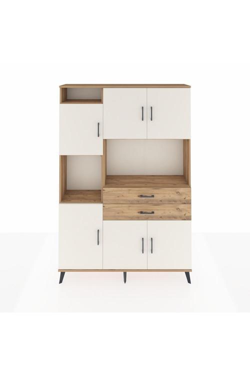 Arges Dolap 8 Raflı 2 Çekmeceli 6 Kapaklı 132 x 30 x 195 Çam-Aytaşı/Çam