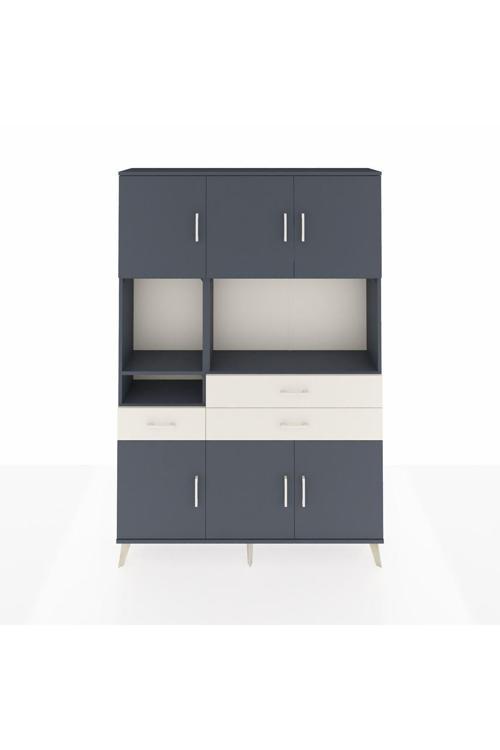 Arges Dolap 9 Raflı 3 Çekmeceli 6 Kapaklı 132 x 30 x 195 Antrasit-Antrasit/Aytaşı