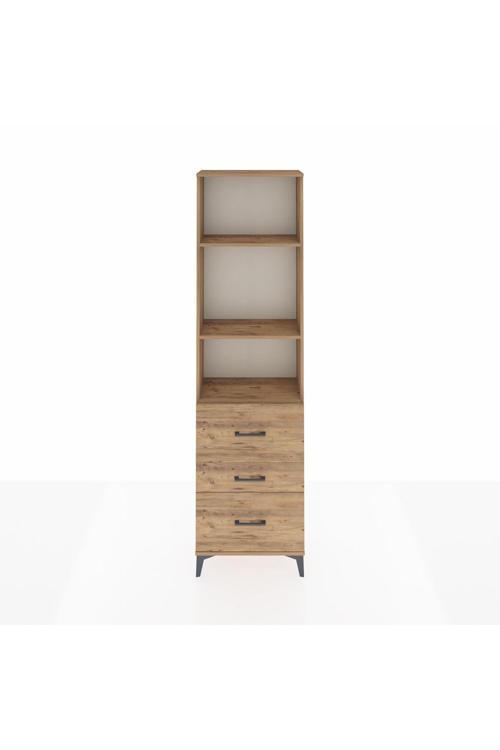 Arges Dolap 3 Raflı 3 Çekmeceli 60 x 30 x 221 Çam-Çam