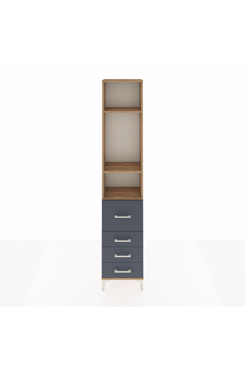 Arges Dolap 3 Raflı 4 Çekmeceli 44 x 30 x 221 Çam-Antrasit