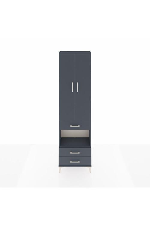 Arges Dolap 3 Raflı 3 Çekmeceli 1 Askılı 60 x 30 x 221 cm Antrasit - Antrasit