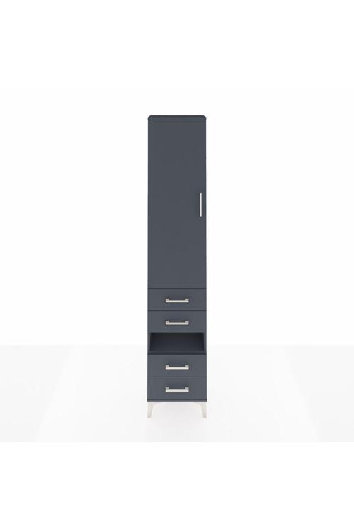 Arges Dolap 4 Raflı 4 Çekmeceli Tek Kapaklı 44 x 30 x 221 Antrasit-Antrasit