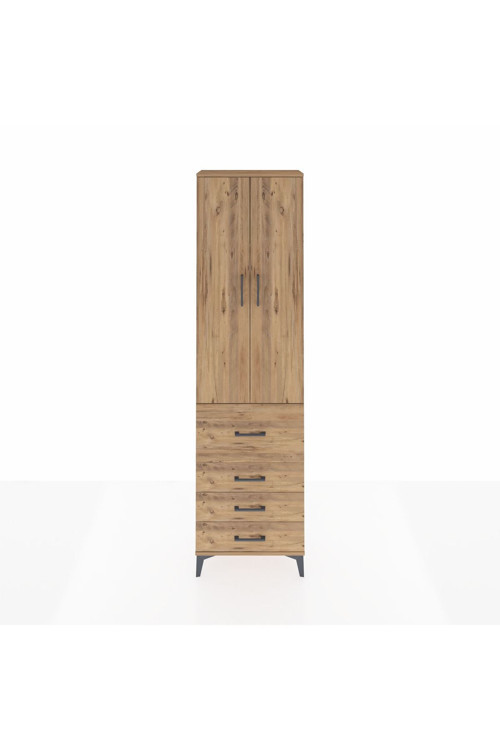 Arges Dolap 3 Raflı 4 Çekmeceli 2 Kapaklı 60 x 30 x 221 Çam-Çam