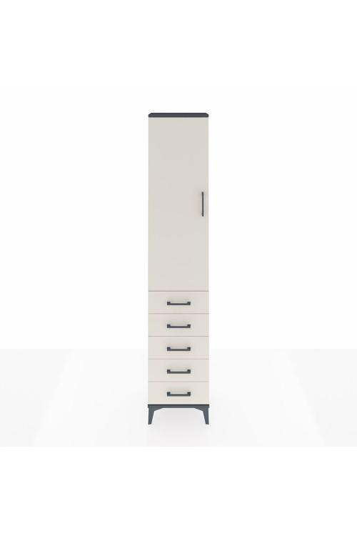 Arges Dolap 2 Raflı 5 Çekmeceli Tek Askılı 44 x 30 x 221 Antrasit-Aytaşı