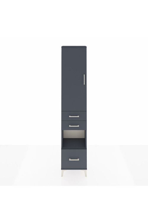 Arges Dolap 3 Raflı 3 Çekmeceli 1 Askılı 44 x 30 x 221 cm Antrasit - Antrasit