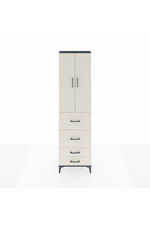 Arges Dolap 2 Raflı 4 Çekmeceli Tek Askılı 60 x 30 x 221 Antrasit-Aytaşı