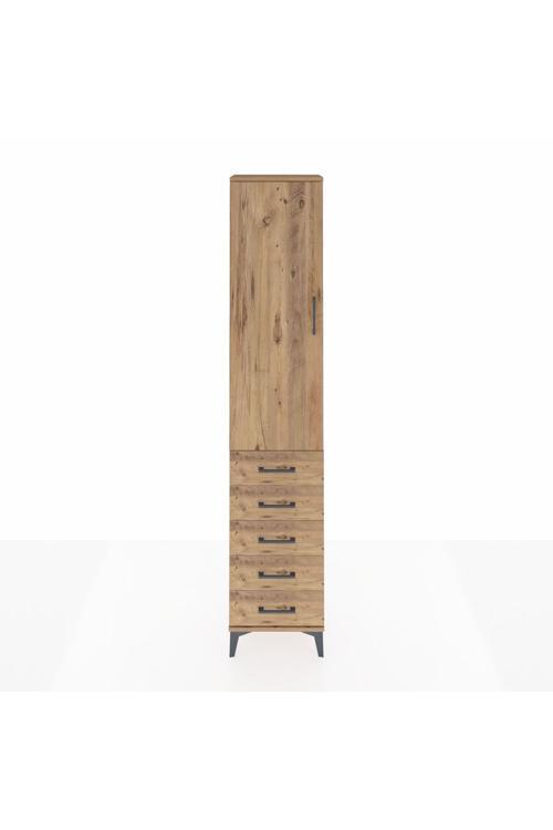 Arges Dolap 3 Raflı 5 Çekmeceli Tek Kapaklı 44 x 30 x 221 Çam-Çam