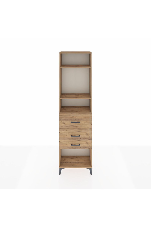 Arges Dolap 3 Raflı 3 Çekmeceli 60 x 30 x 221 Çam-Çam