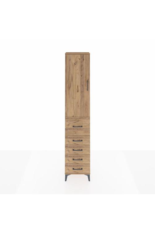 Arges Dolap 2 Raflı 5 Çekmeceli Tek Askılı 44 x 30 x 221 Çam-Çam