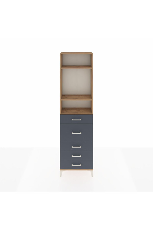 Arges Dolap 3 Raflı 5 Çekmeceli 60 x 30 x 221 cm Çam - Antrasit