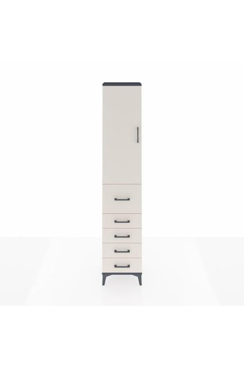 Arges Dolap 2 Raflı 5 Çekmeceli Tek Askılı 44 x 30 x 221 Antrasit-Aytaşı