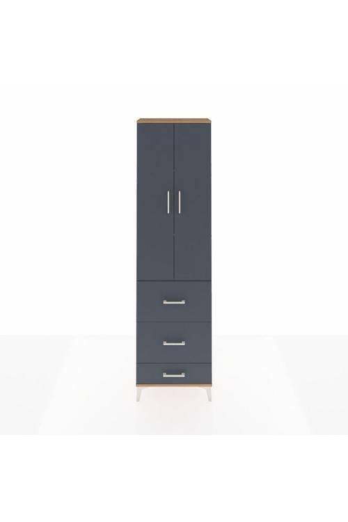 Arges Dolap 3 Raflı 3 Çekmeceli 2 Kapaklı 60 x 30 x 221 Çam-Antrasit